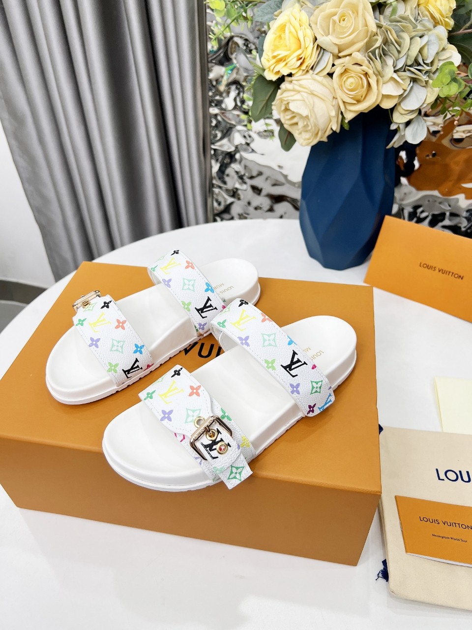 Louis Vuitton XTakashi Murakami Bom Dia couple slippers