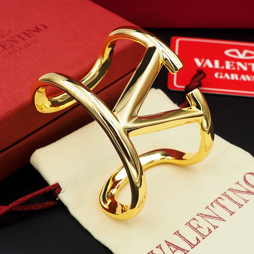 Valentino Jewelry Bracelets Wide V Logo Cuff Bracelet