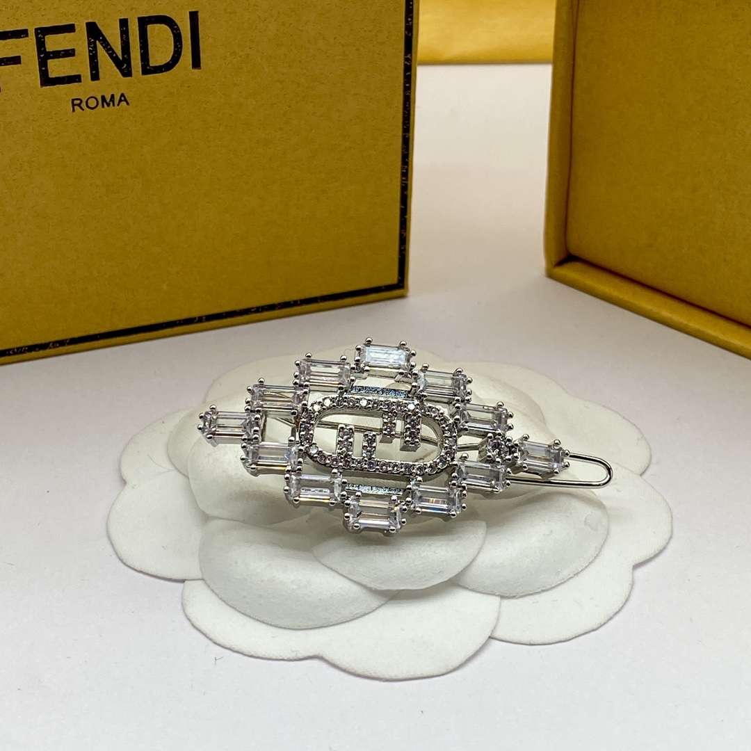 Fendi Jewelry Hairpin Big diamond hollow design hairpin