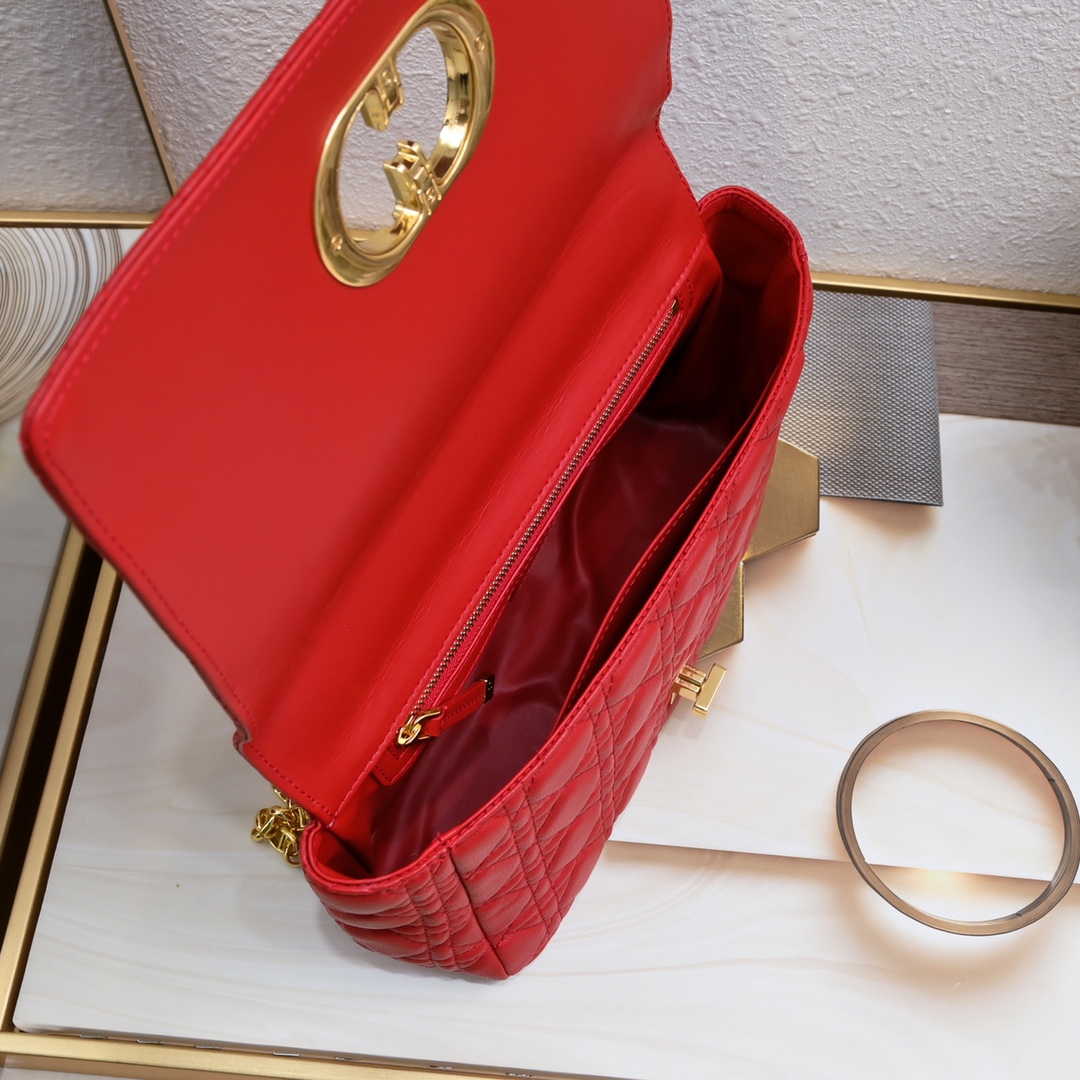 Large Dior Caro Bag Red 9797 XB002 28cm