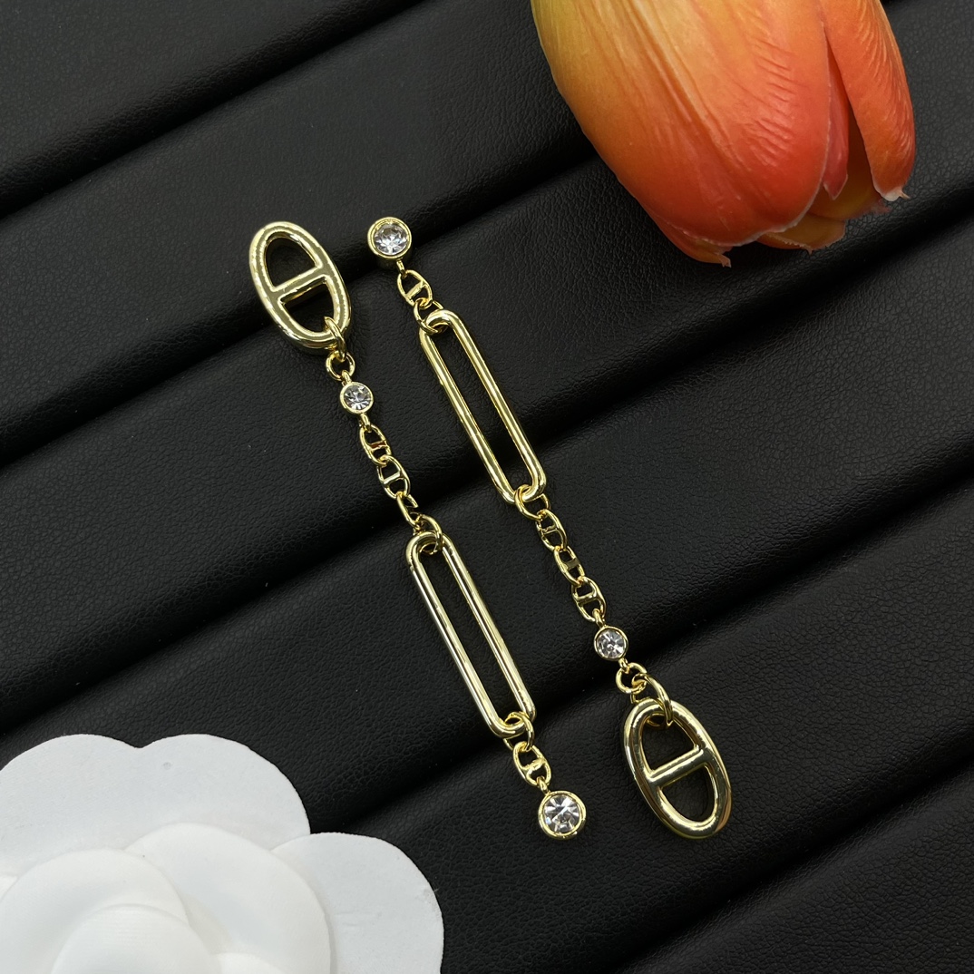 Hermes Earring Jewelry Single diamond ring buckle design