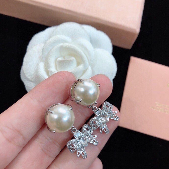 Miu Miu Jewelry Earring Bow Stud Earrings