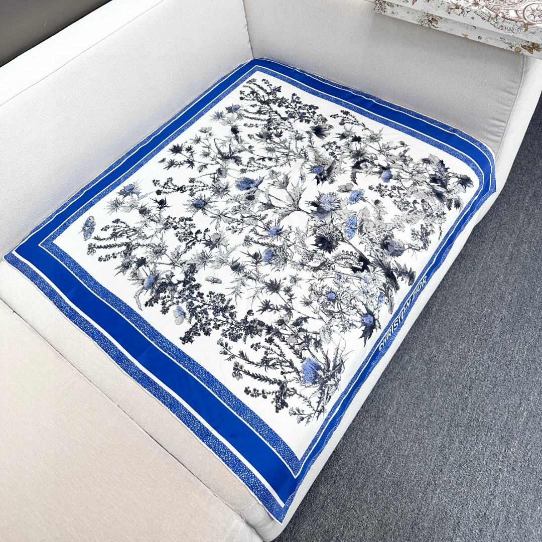 Dior Scarf Printed Square Scarf 100% Silk Accessories