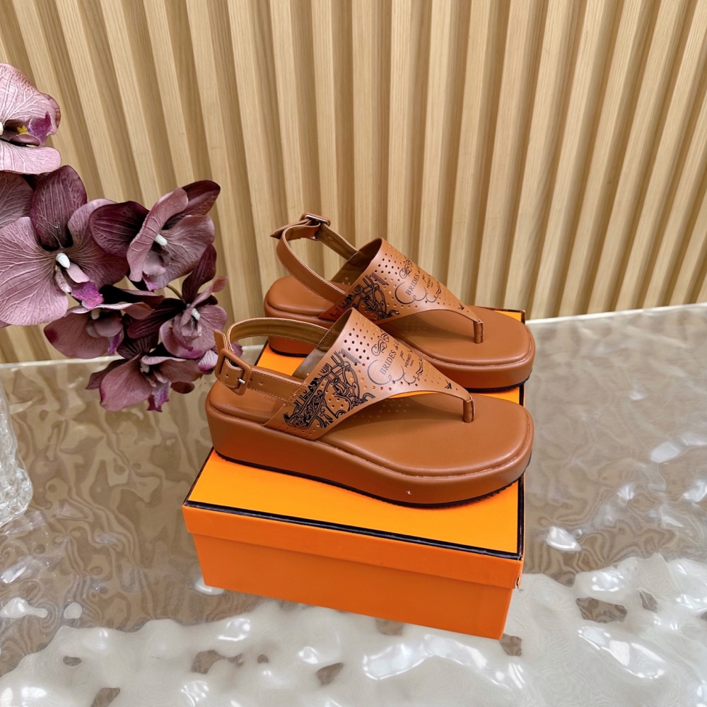 Hermes Shoes Sandals Sheepskin Leather