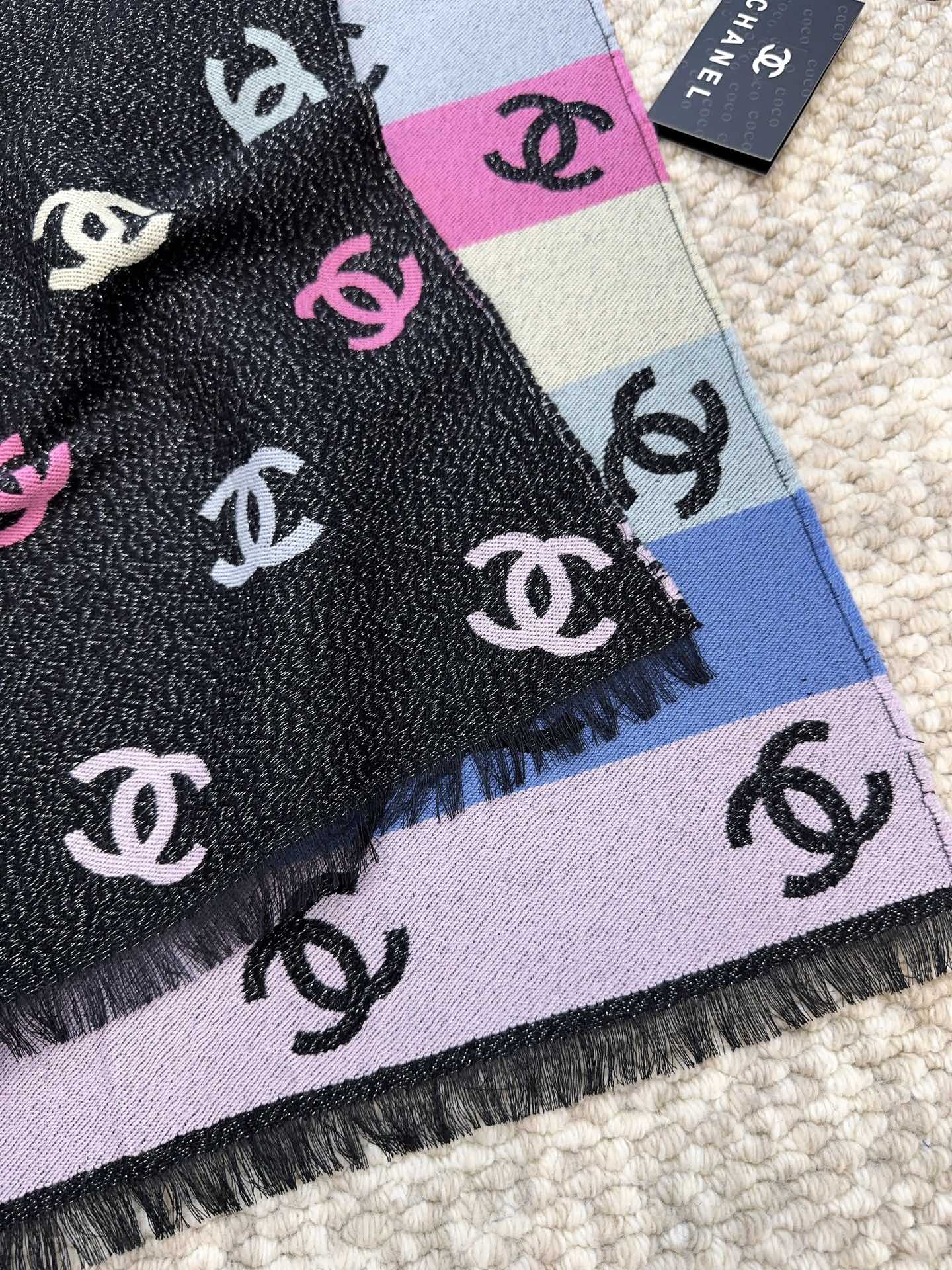 Chanel Scarf Rainbow Scarf 66% Cashmere 18% Cotton 12% Wool 2% Silk 2% Metallized Fiber 2% Polyester 69*187cm Accessories