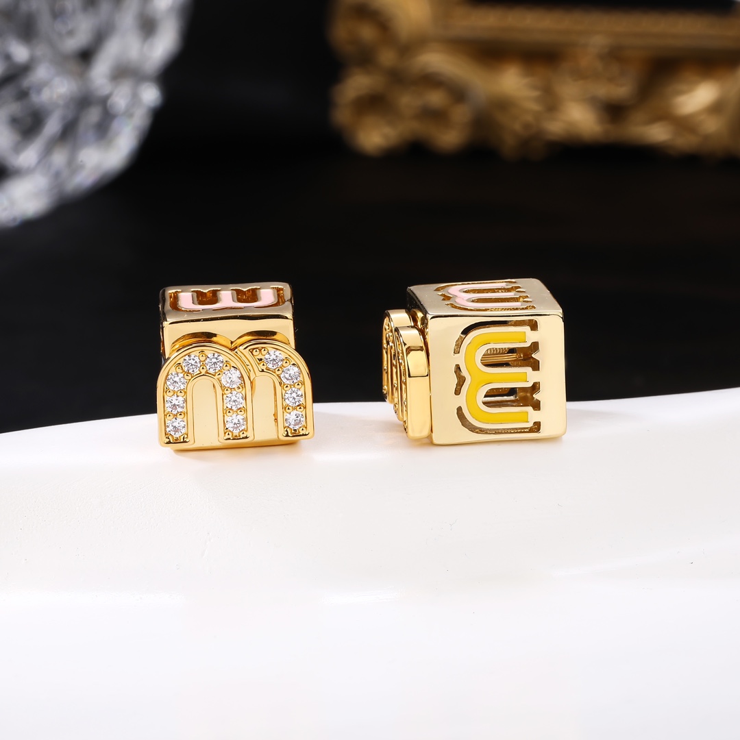 Miu Miu Jewelry Earring Small Square Letter Metal