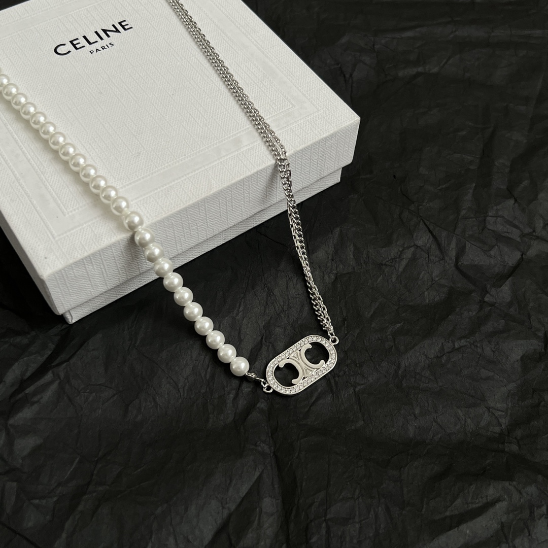 Celine Jewelry Necklace String Pearl Design
