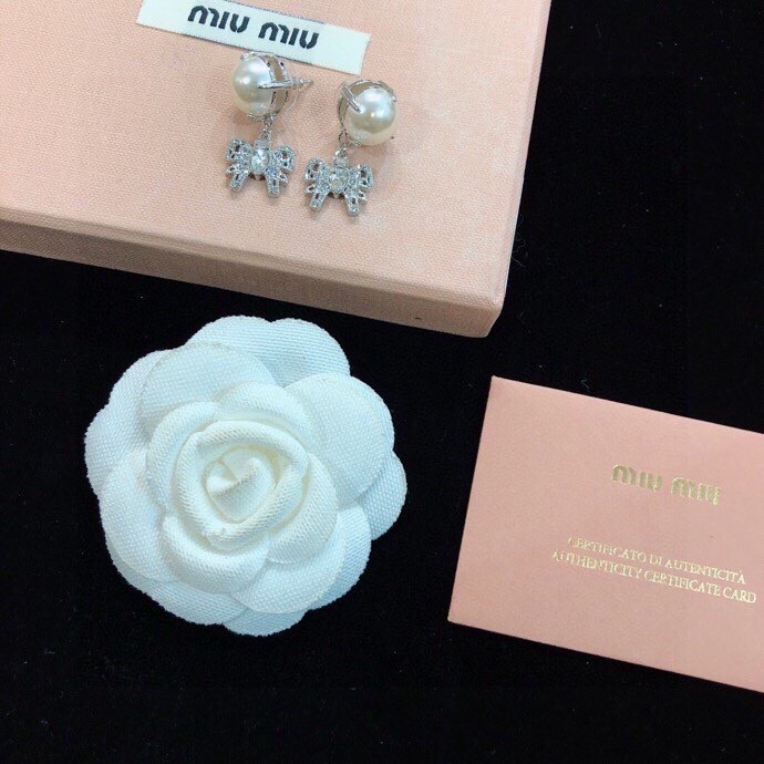 Miu Miu Jewelry Earring Bow Stud Earrings