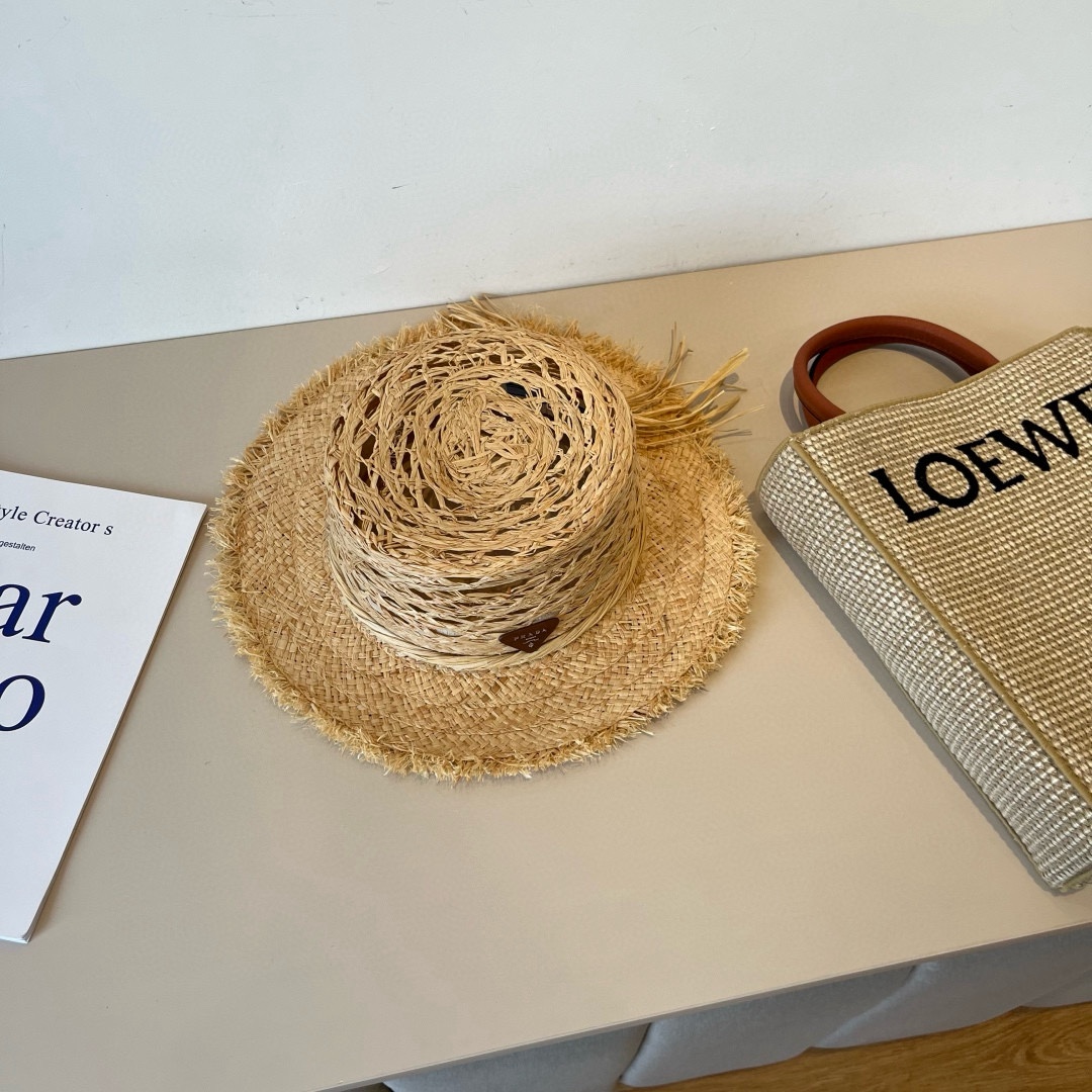 Prada Hat Raffia Straw Hat 57cm Accessories