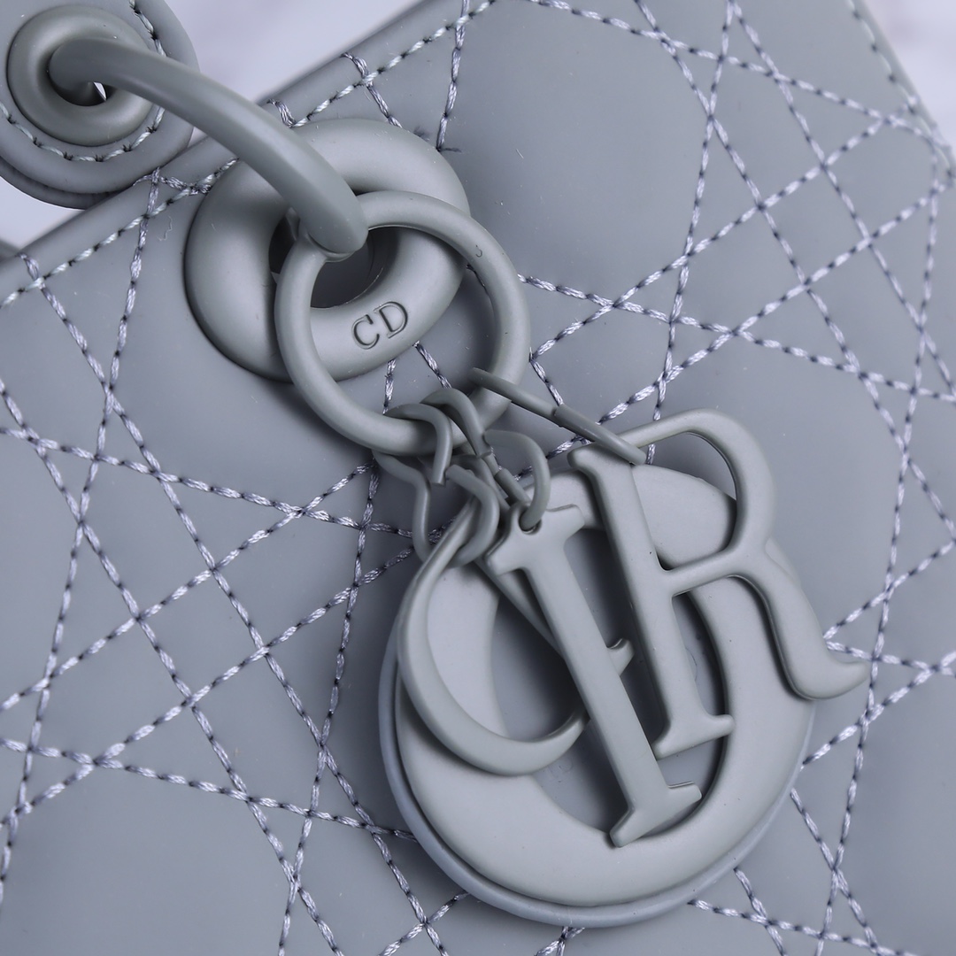 Medium Lady D-Joy Bag Gray Matte 2088 XB002 26cm