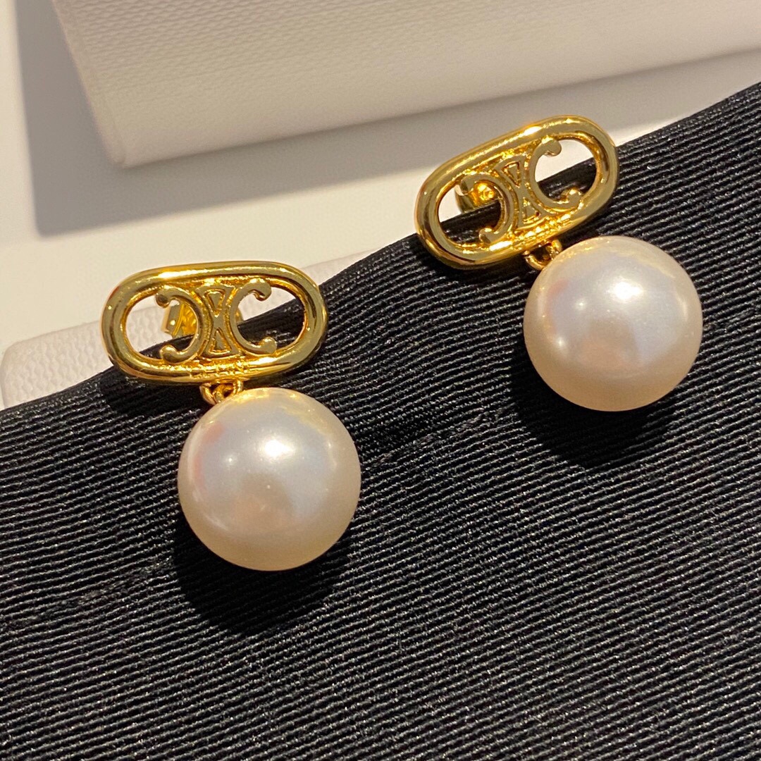 Celine Jewelry Earring Arc de Triomphe earrings hanging pearls