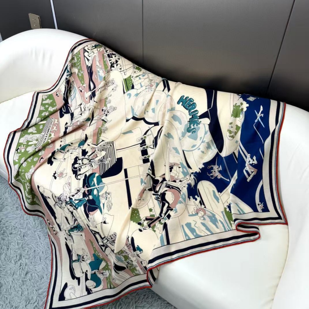 Hermes Surreal Hub Scarf 70% Cashmere 30% Silk 140*140cm Accessories