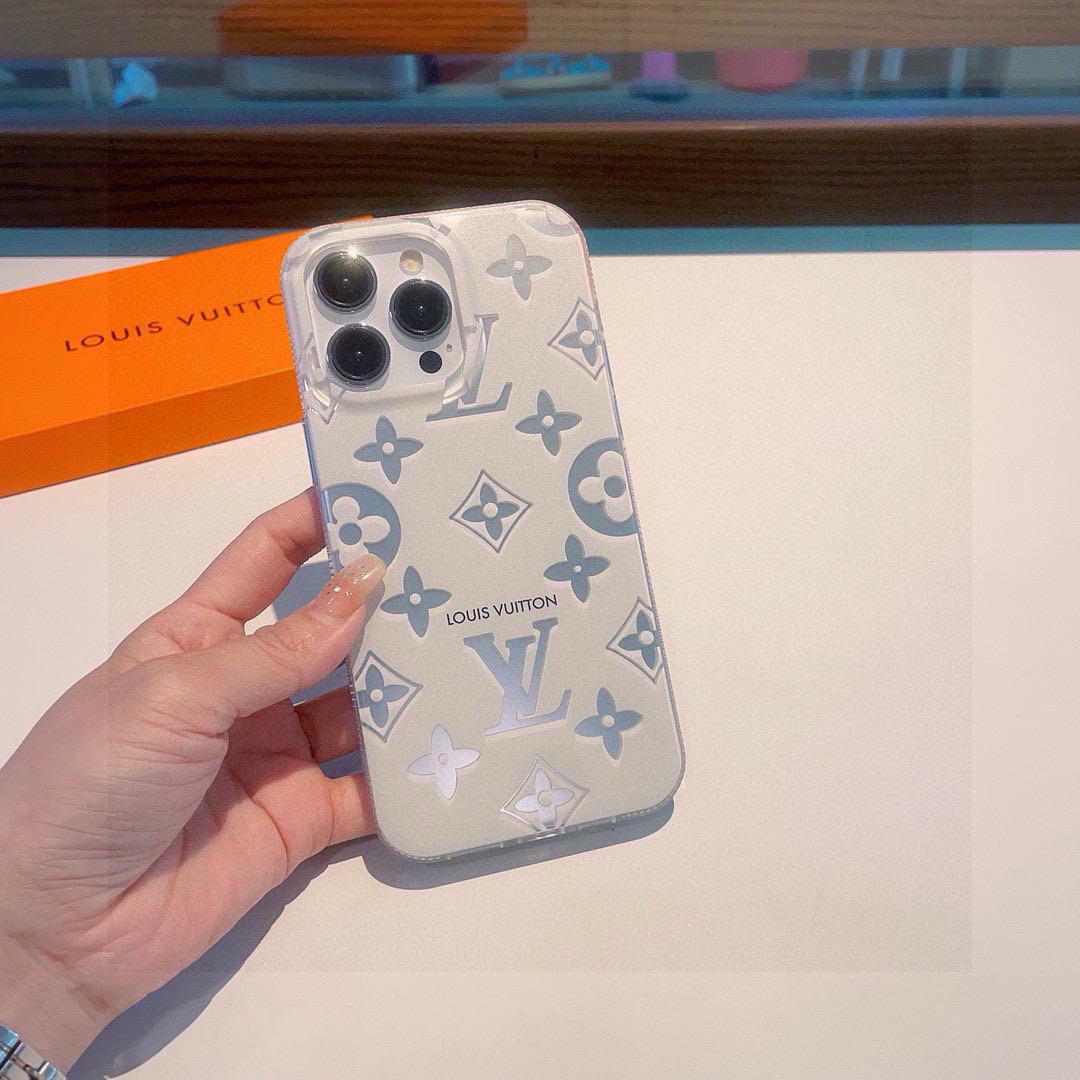 Louis Vuitton Phone Case Skin-Feel Silver Hot Stamping All-Around Phone Case Accessories