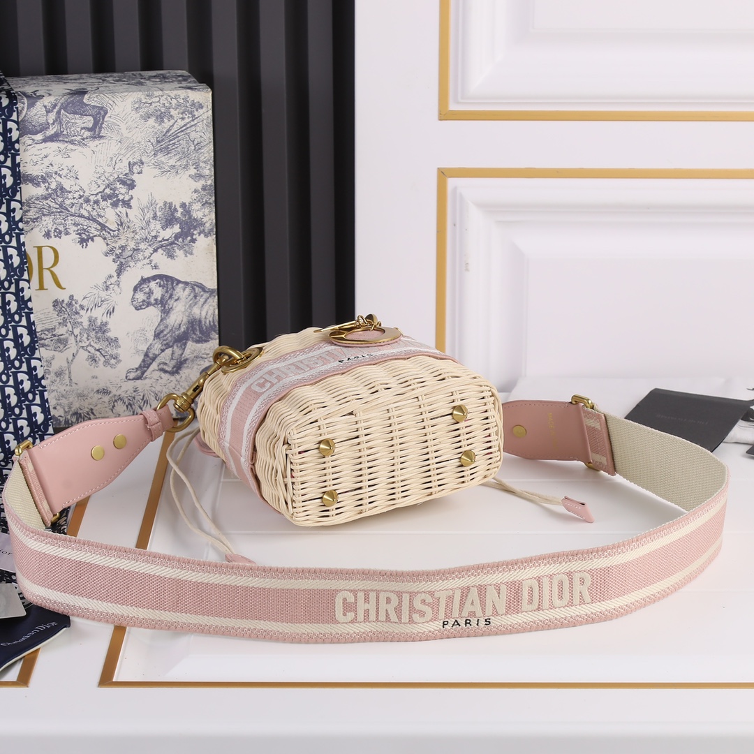 Small Lady Dior Bag Pink weave 0003 XB032 20cm