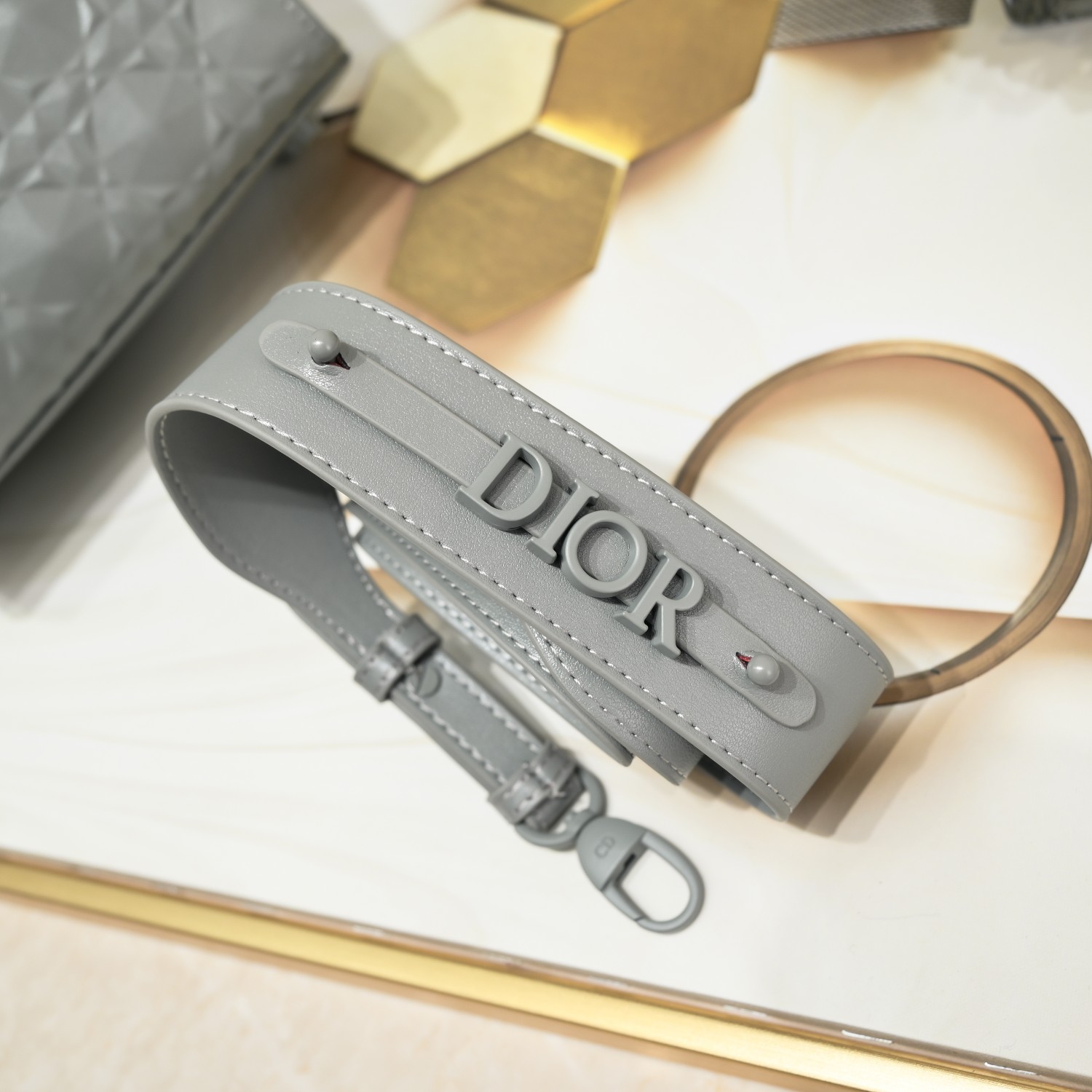 Small Lady Dior My ABCDior Bag Gray Diamond Motif 4002 XB091 20cm