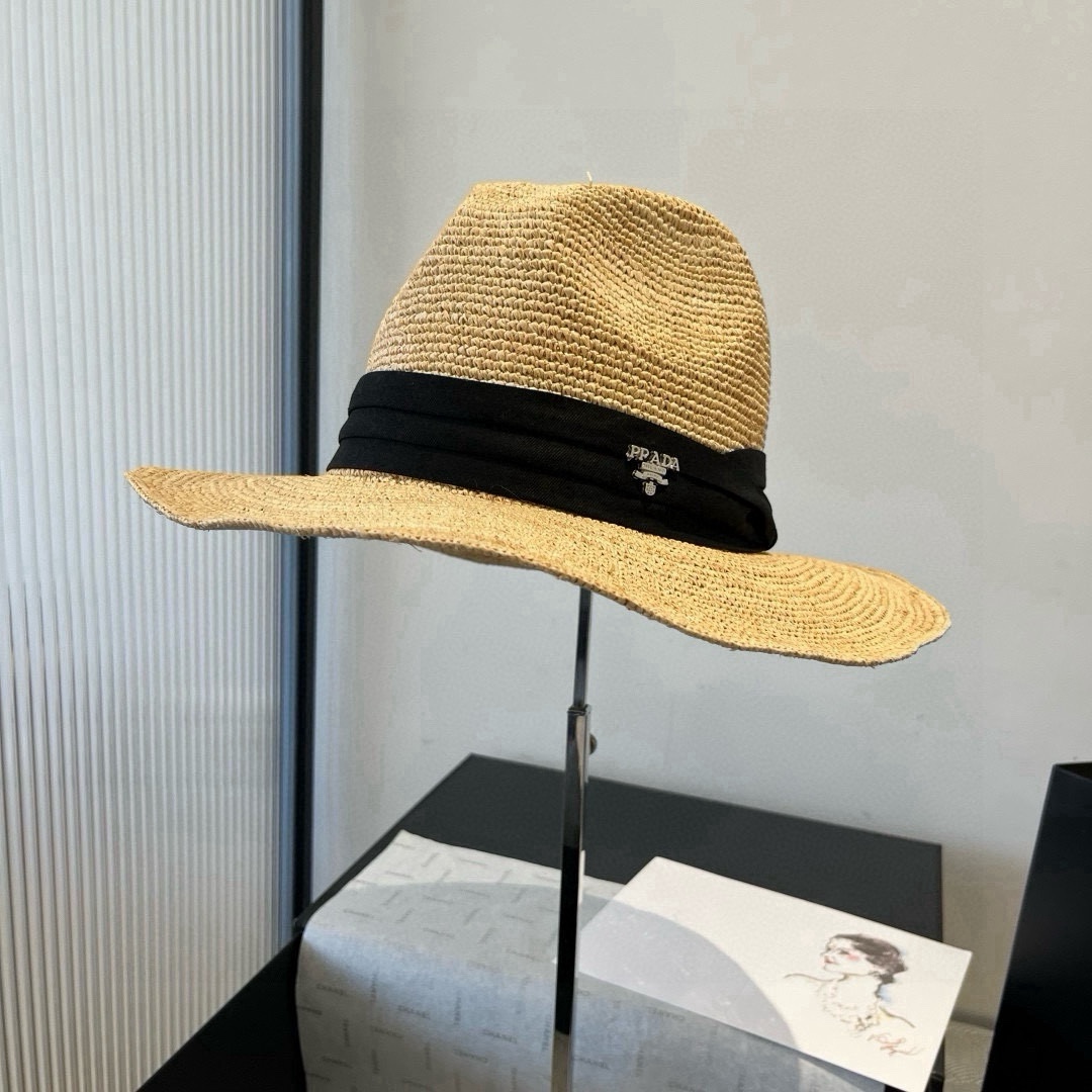Prada Hat Raffia Straw Hat 57cm Accessories