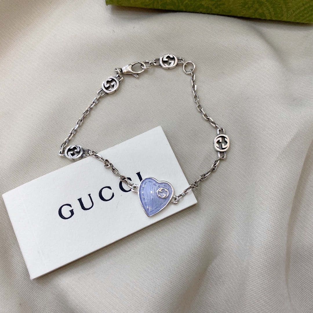Gucci Jewelry Bracelets Interlocking double G enamel light blue bracelet