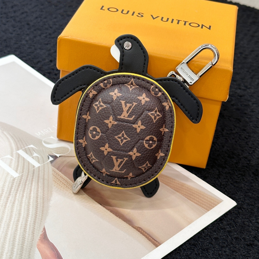 Louis Vuitton Key Chain Turtle Pouch Canvas And Leather Keychain Pendant 12*10*3cm Accessories