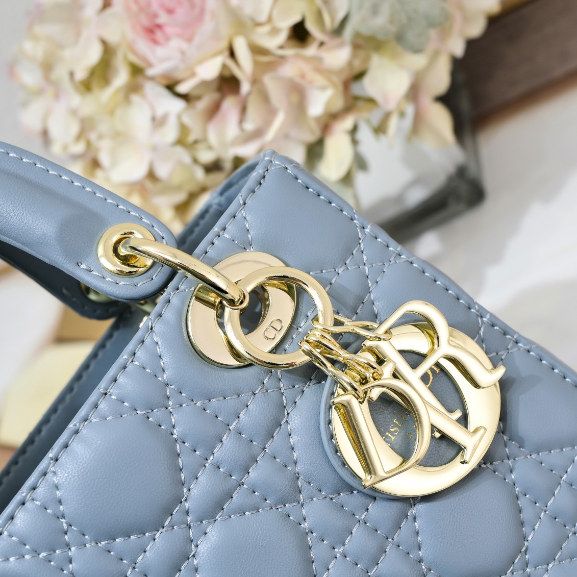 Small Lady Dior My ABCDior Bag Blue Sheepskin 1022 LM061 20cm