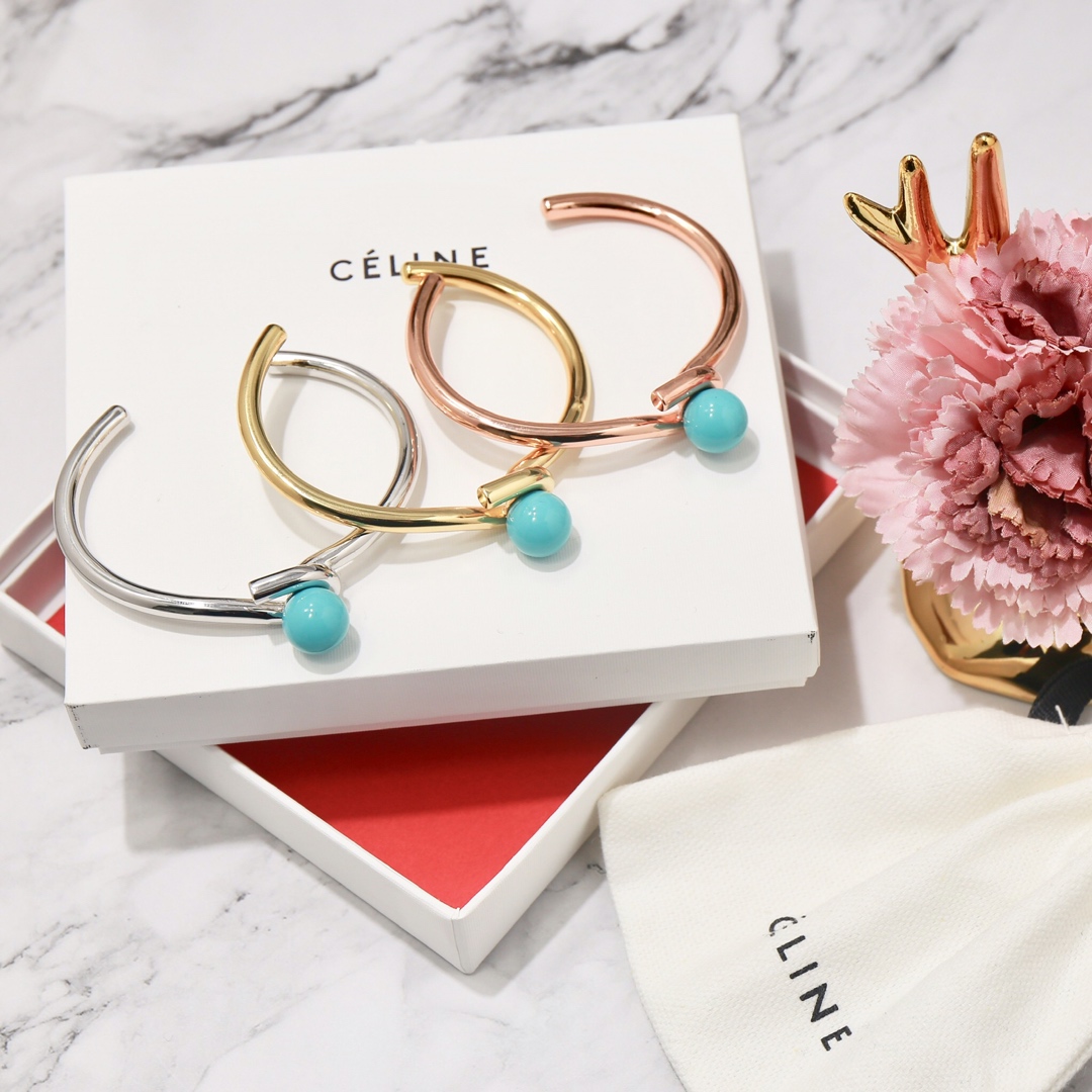 Celine Jewelry Bangle C open twisted pearl bracelet