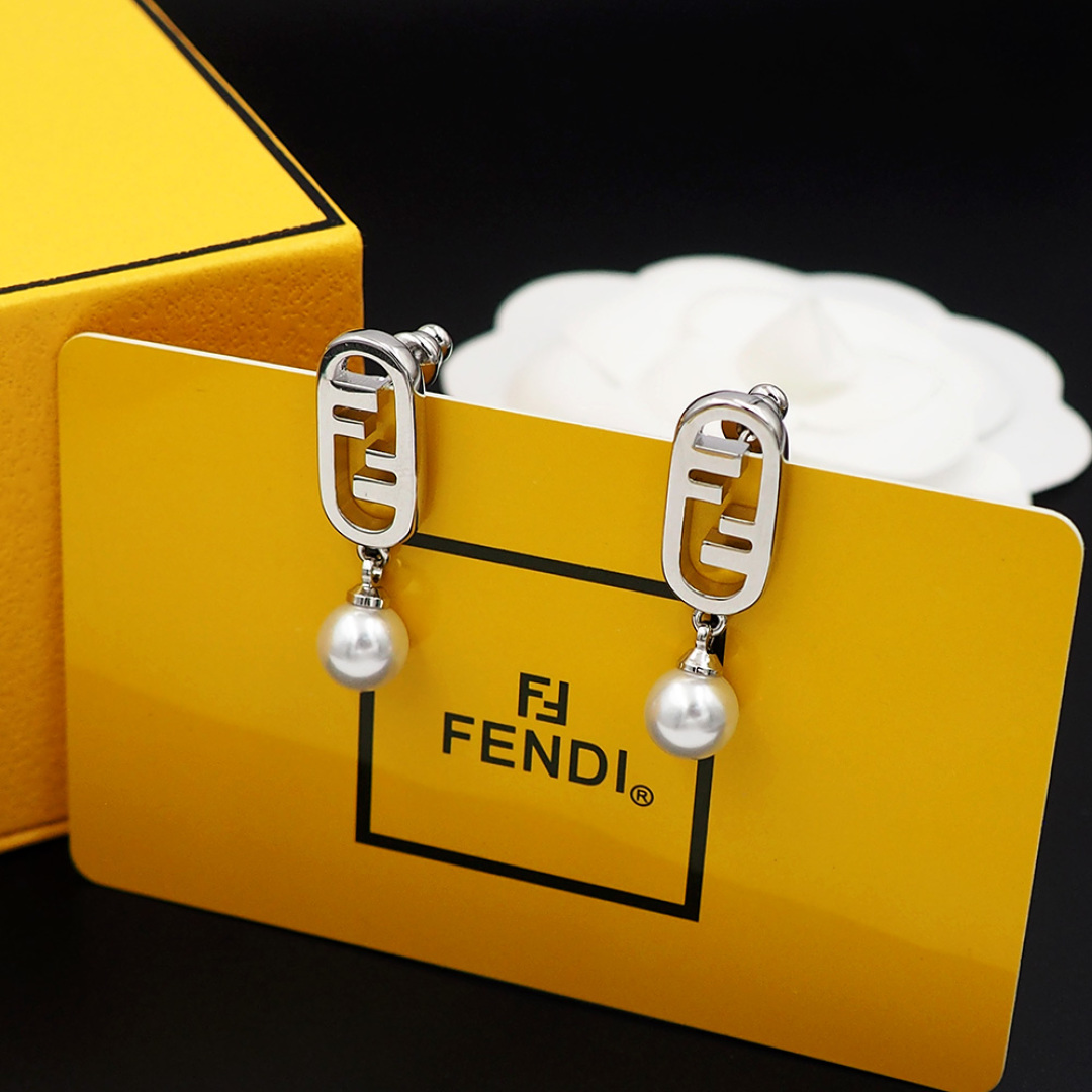 Fendi Jewelry Earring Lock series FF pearl earrings