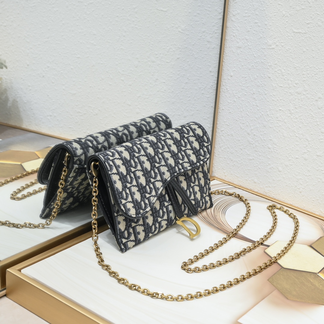 Long Saddle Wallet With Chain Blue print 1011 XB041 19cm