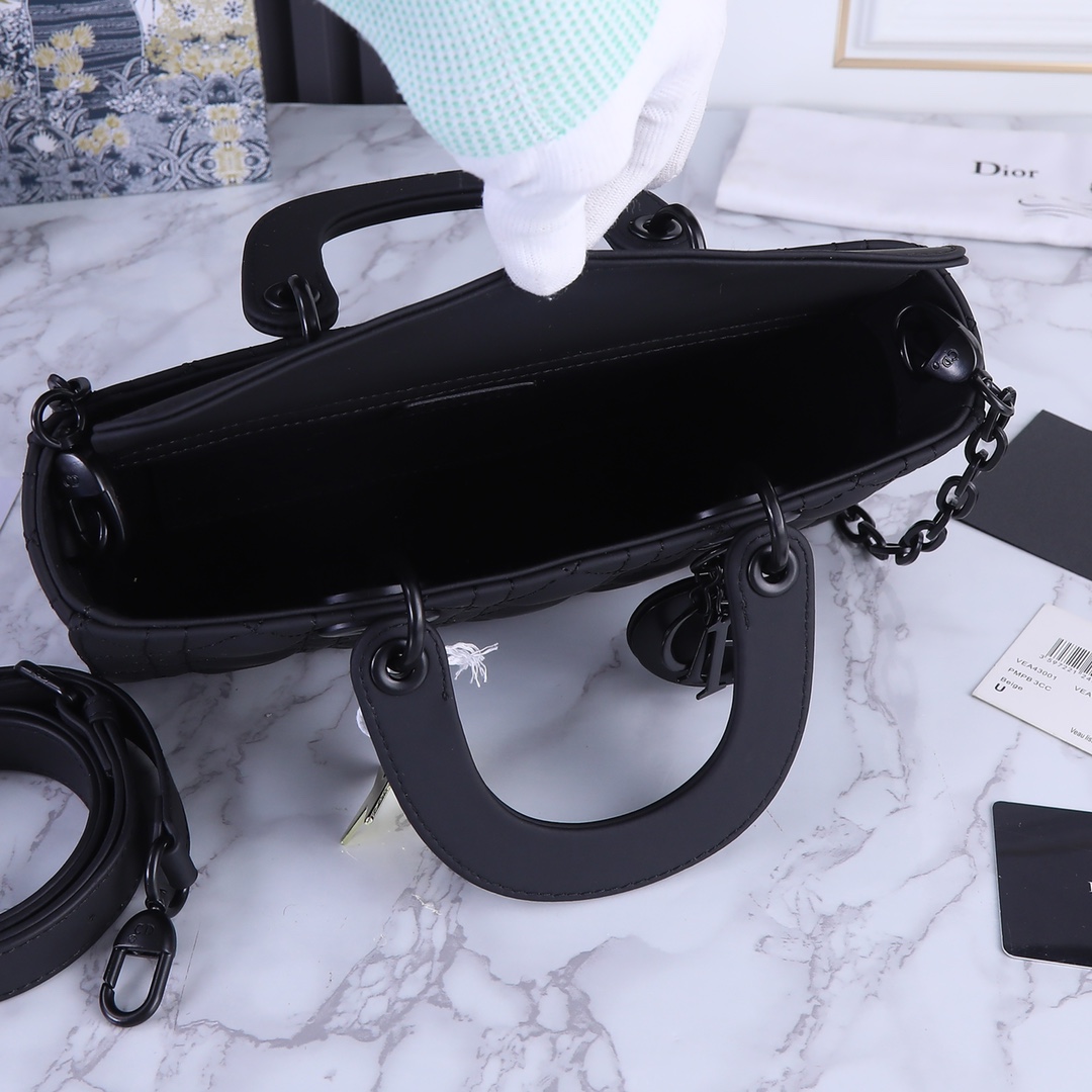 Medium Lady D-Joy Bag Black Matte 2088 XB002 26cm