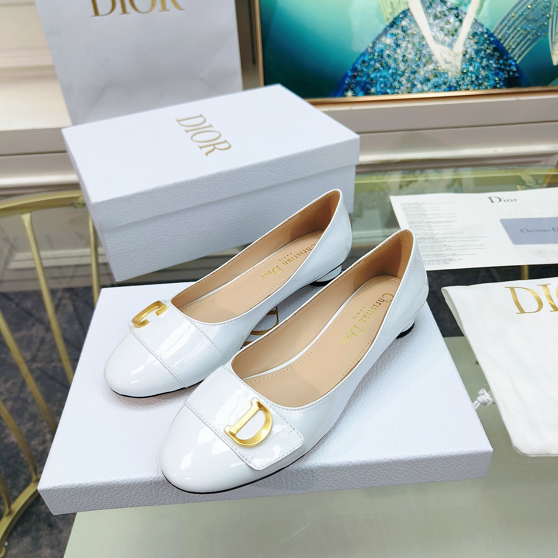 Dior Shoes New lacquered leather flat bottomed women's shoes