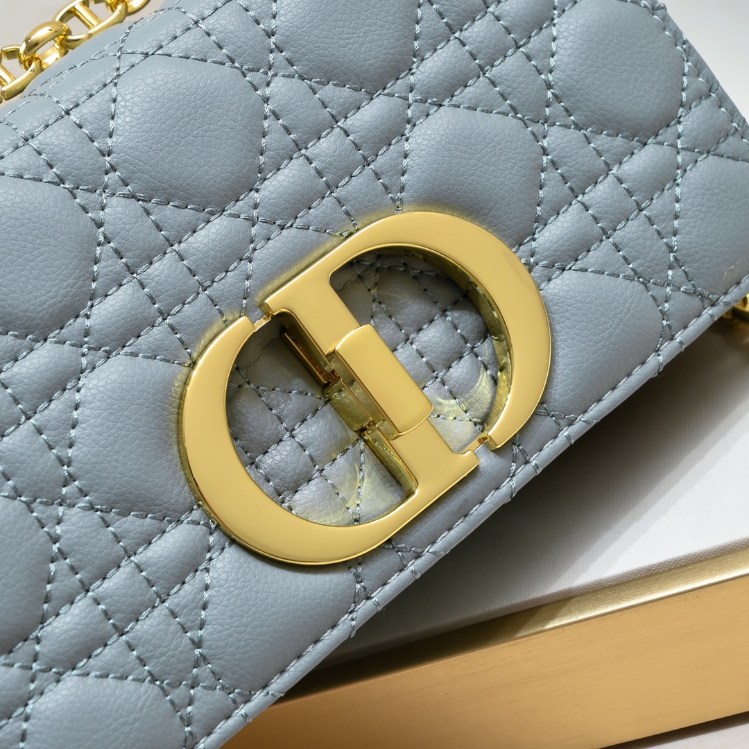 Small Dior Caro Bag Gray 9797 XB091 21cm