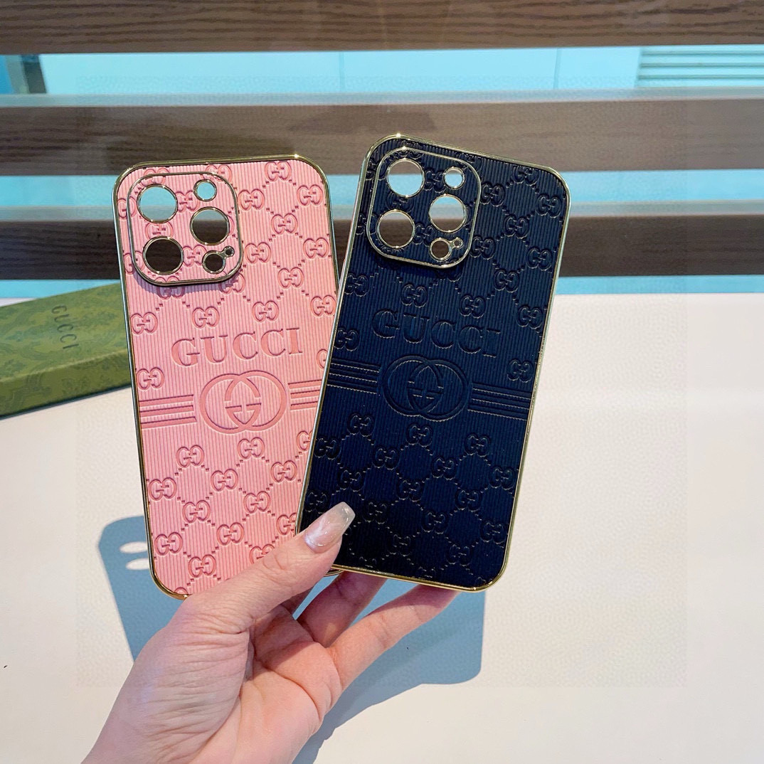 Gucci Phone Case Electroplated Side Sticker Embossed Phone Case Accessories