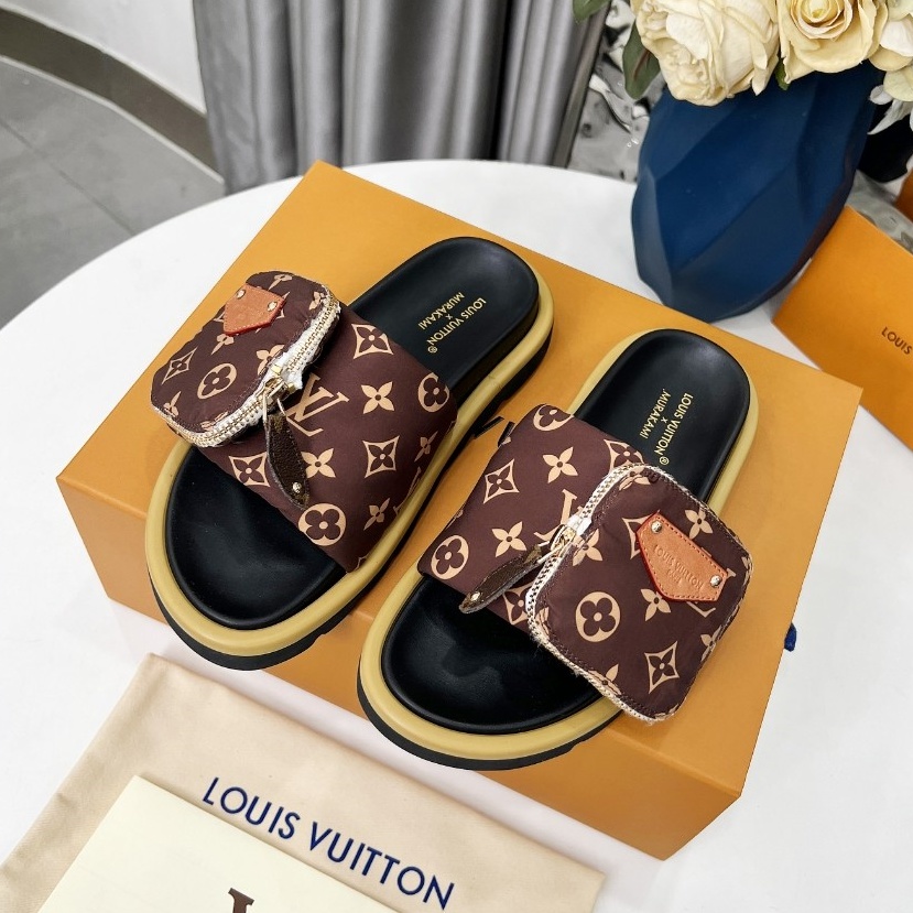 Louis Vuitton Shoes XTakashi Murakami couple slippers