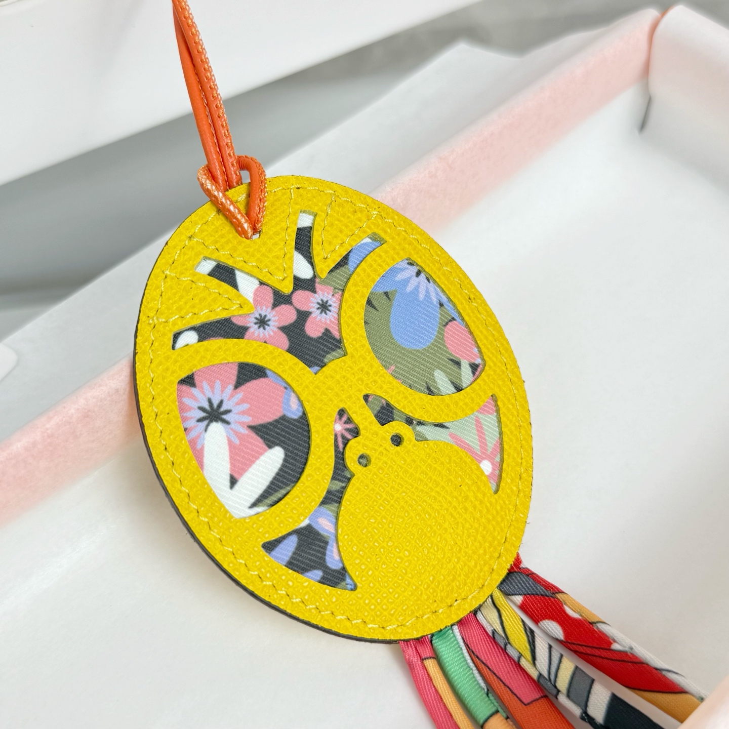 Hermes Key Chain Opera Mask Imported Calfskin Keychain Pendant Accessories