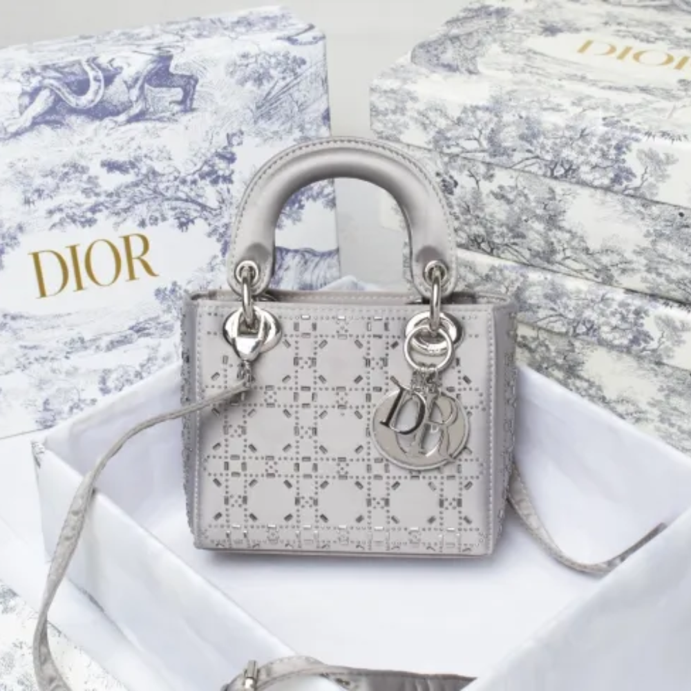 Mini Lady Dior Bag Gray CD-2028 XB061 17cm