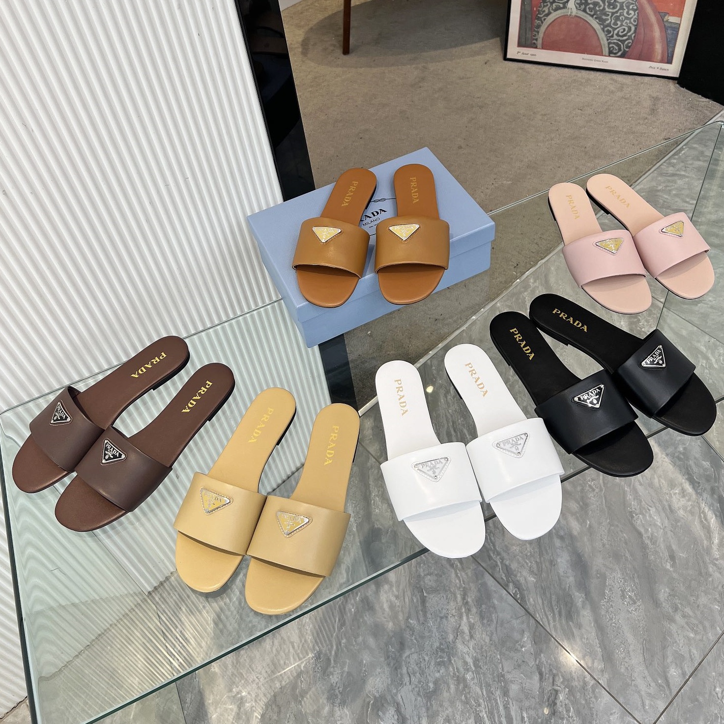 Prada Shoes Triangle logo women's slippers