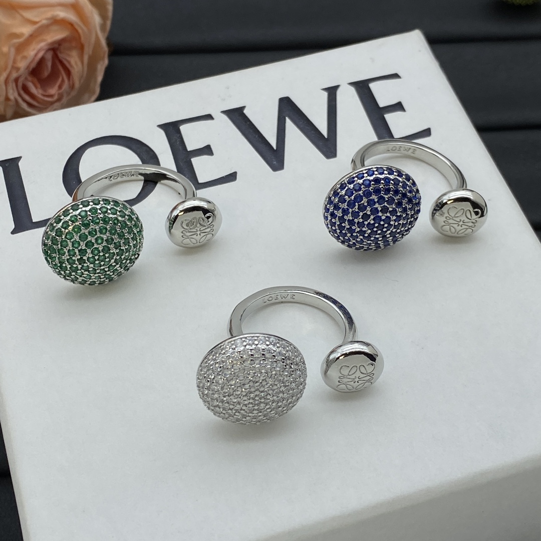 Loewe Jewelry Rings Mushroom-Shaped Round Open Ring With Diamonds