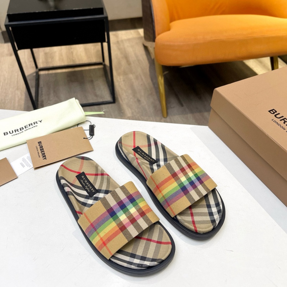 Burberry Shoes Slippers Canvas PU