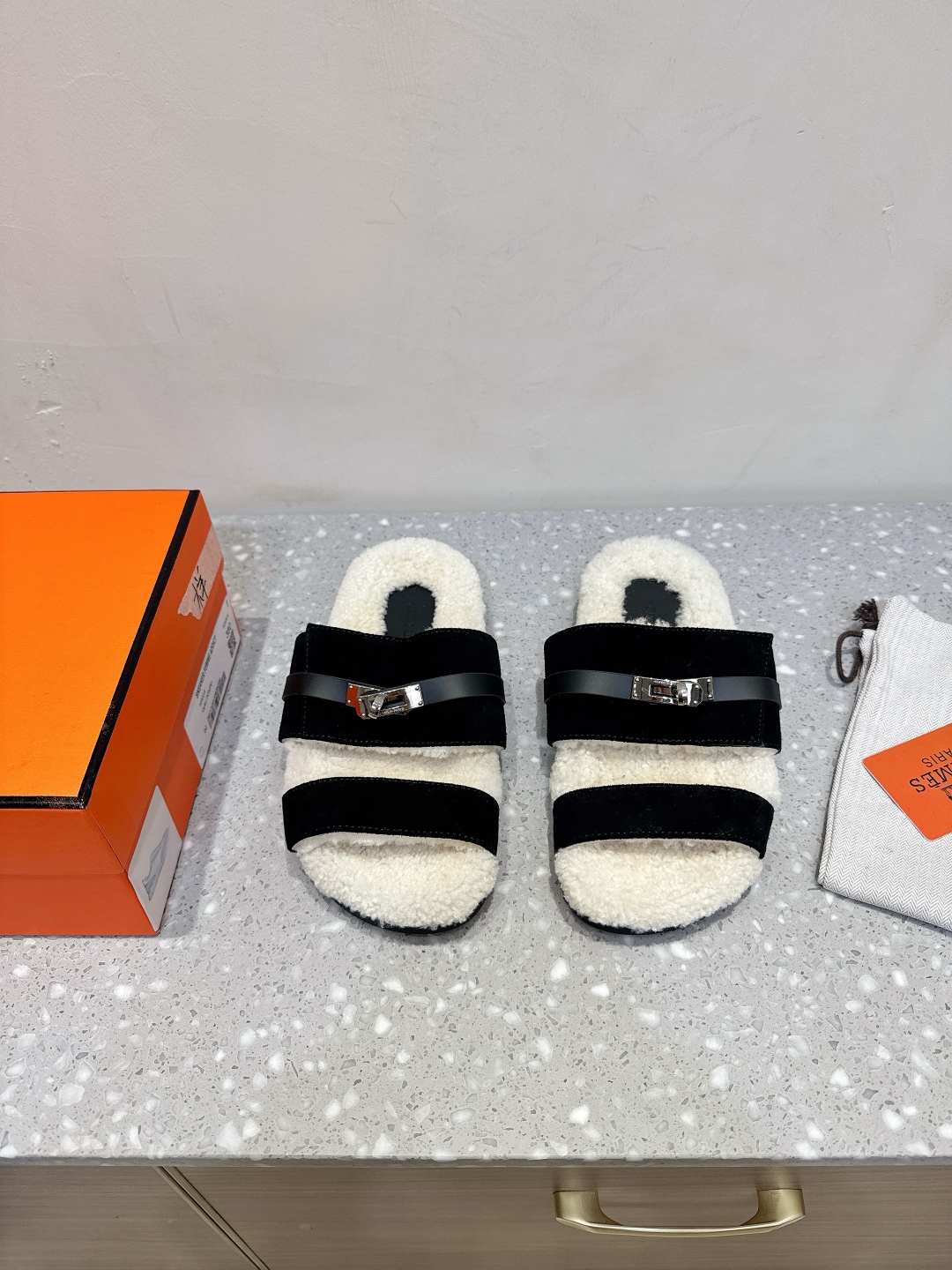 Hermes Shoes Slippers Wool Leather Shoe