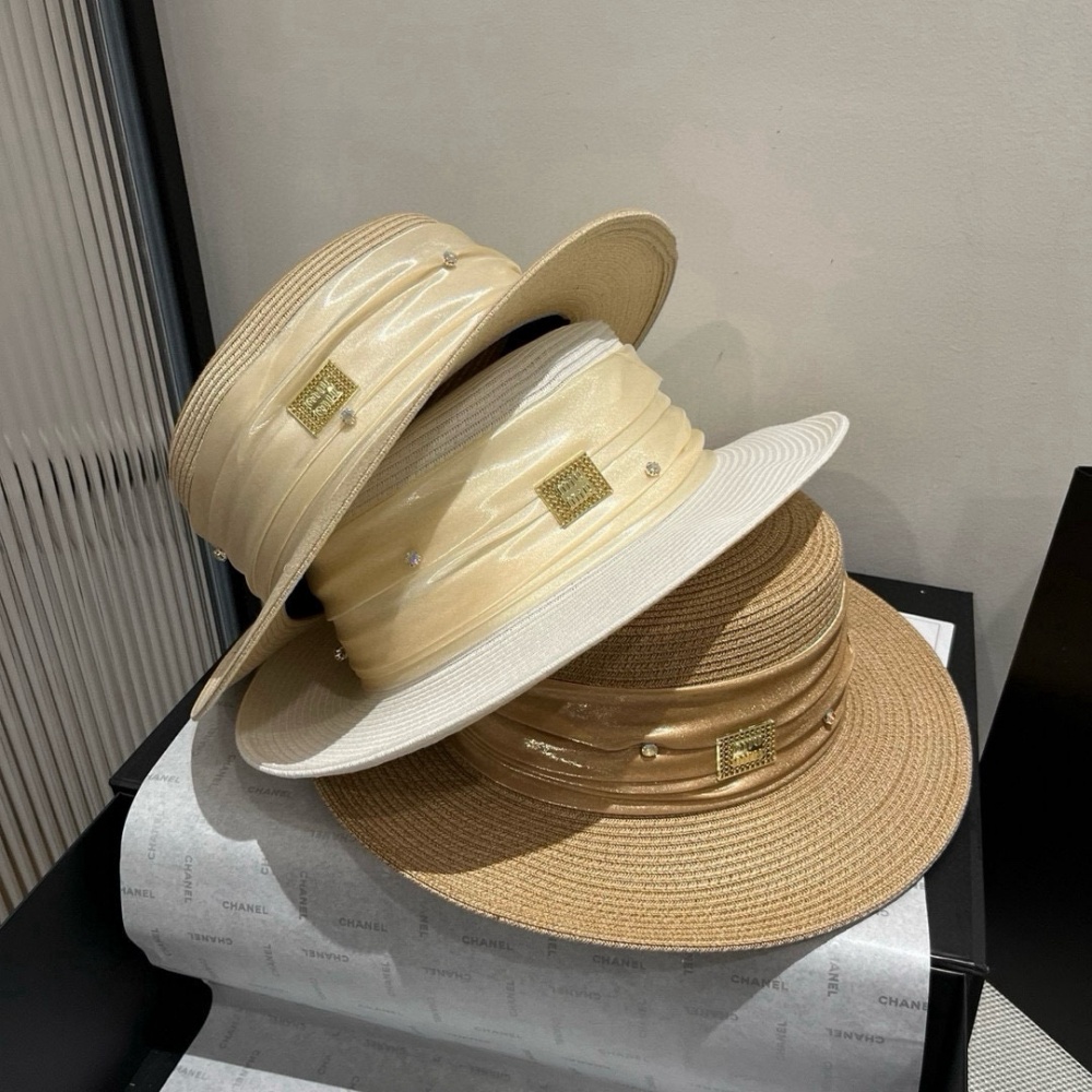 Miu Miu Hat PP Straw Flat-Top Hat 57cm Accessories