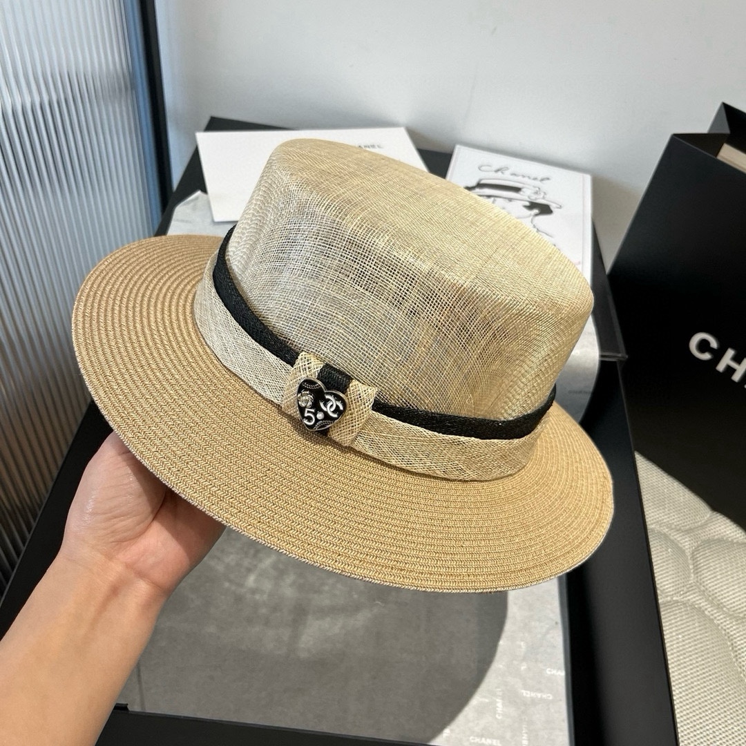 Chanel Hat Flat Top Linen Yarn Hat 57cm Accessories