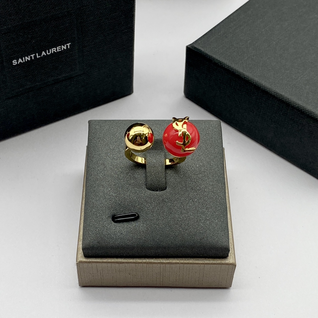 Saint Laurent Jewelry Rings Red Sphere Design