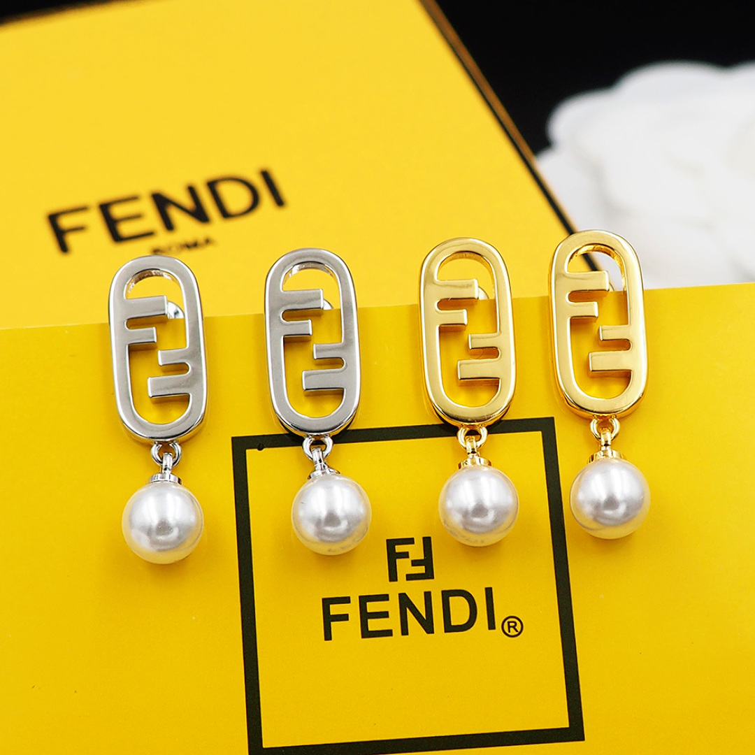 Fendi Jewelry Earring Lock series FF pearl earrings