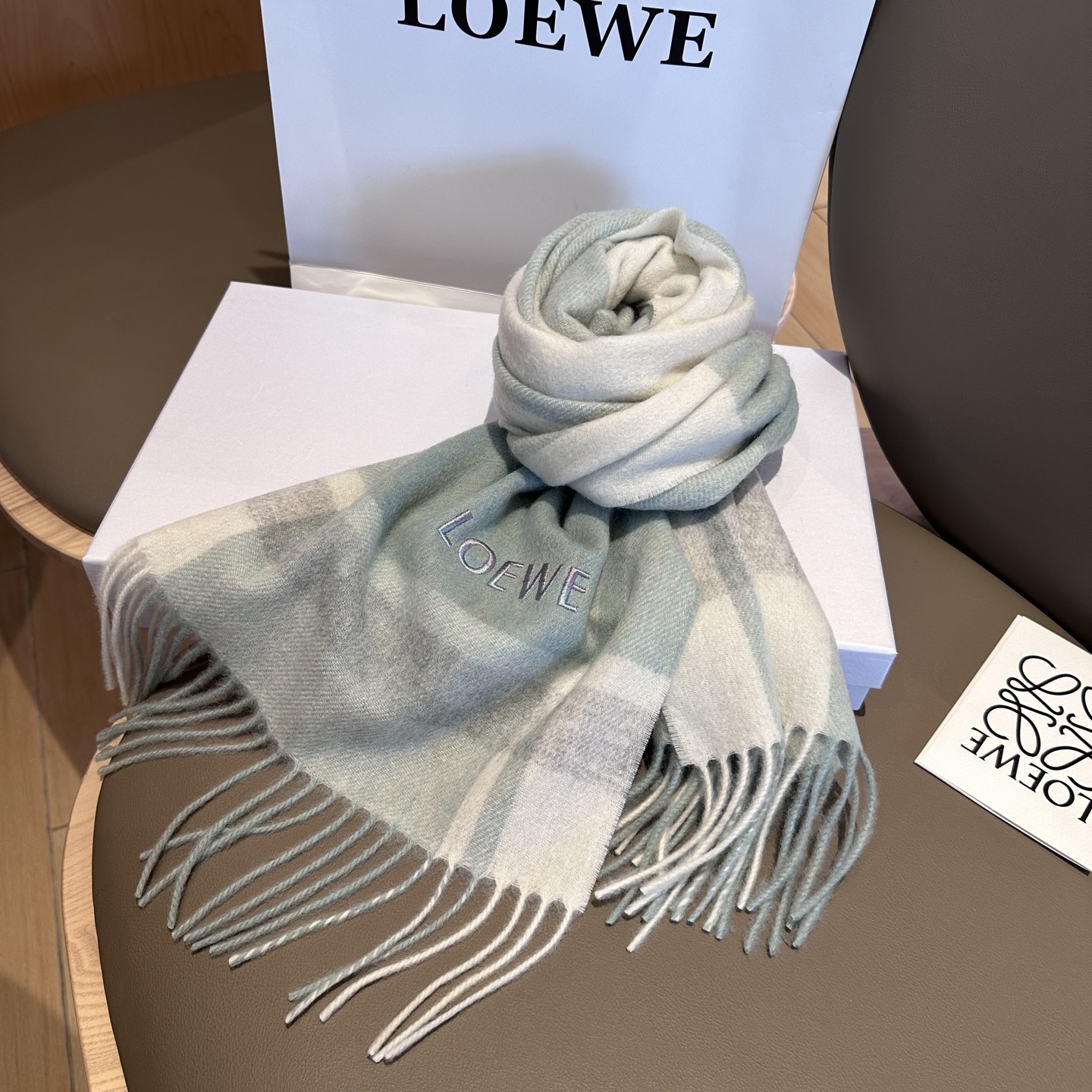 Loewe Scarf British And European Plaid Scarf 30*164cm Accessories
