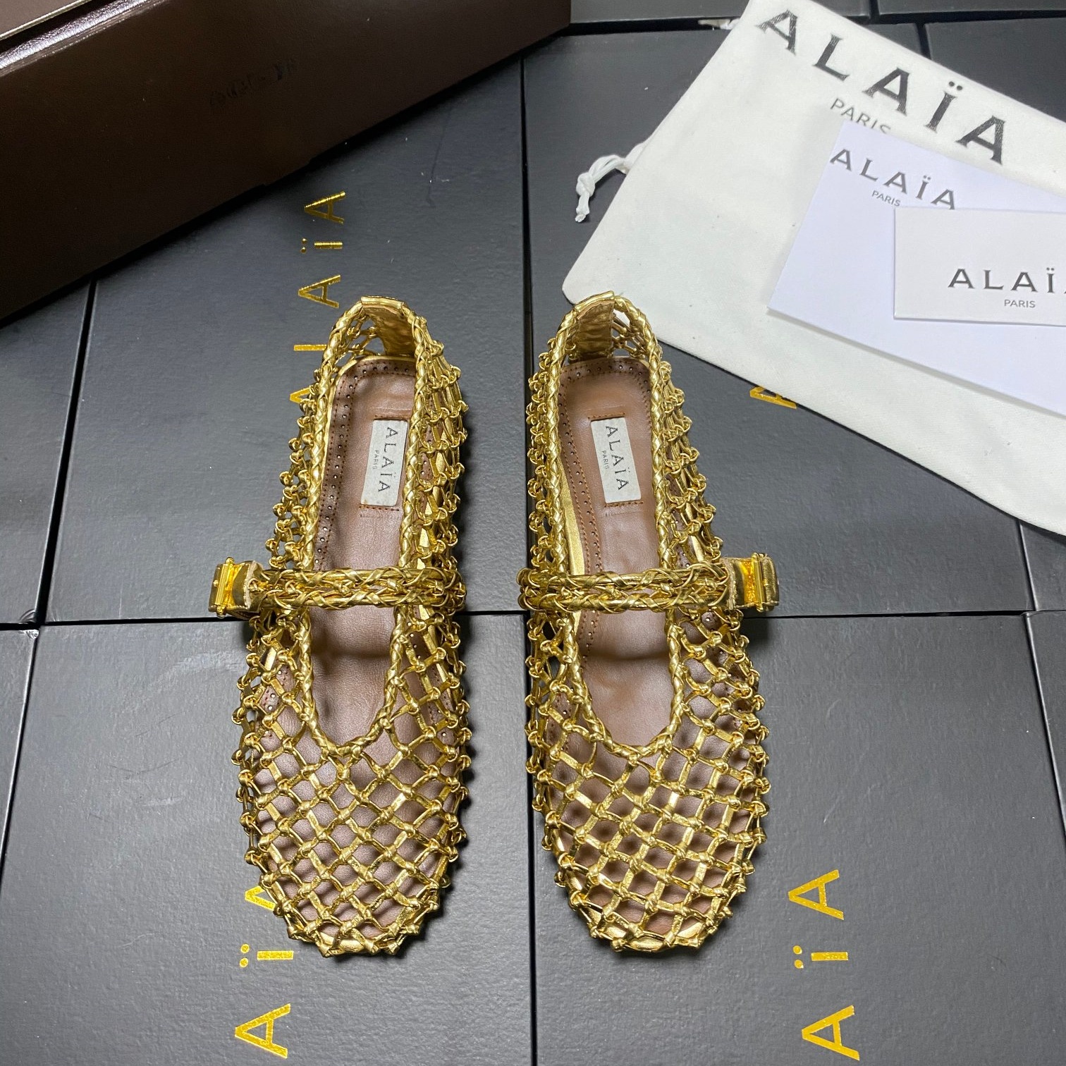 Alaia Shoes Woven flat ballet shoes