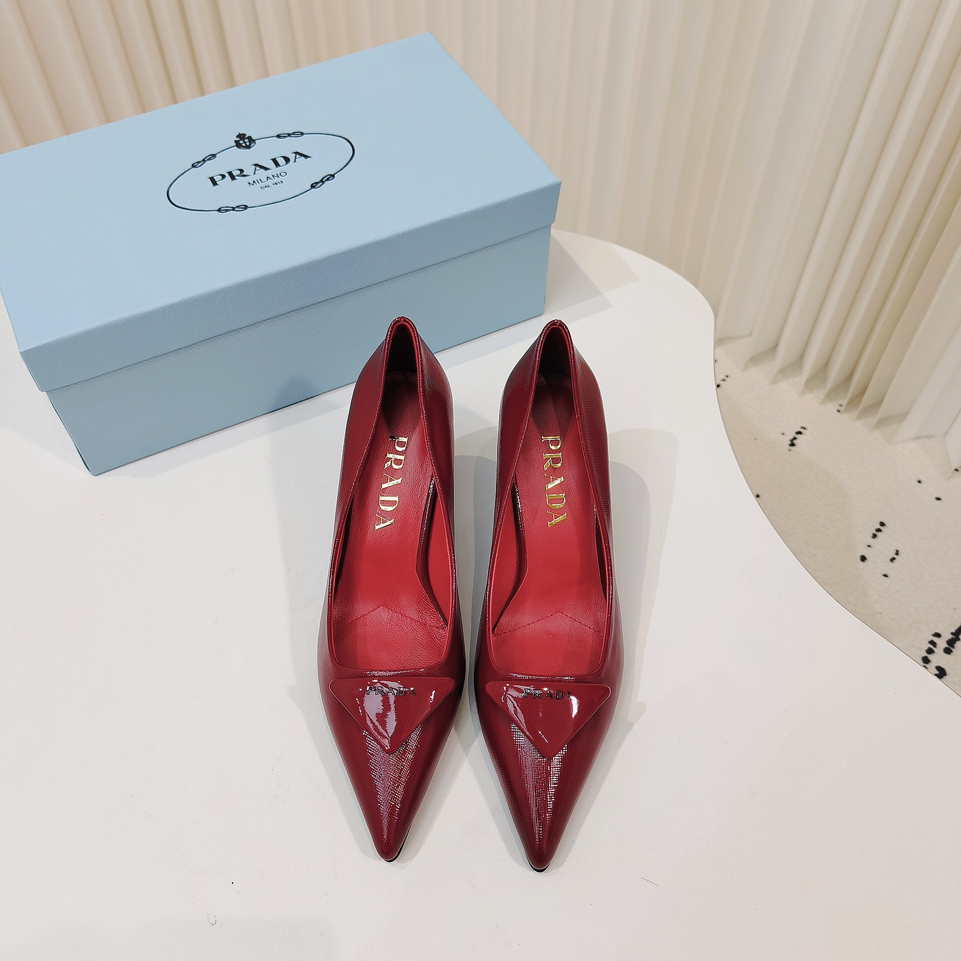 Prada Shoes Bright leather pointed high heels