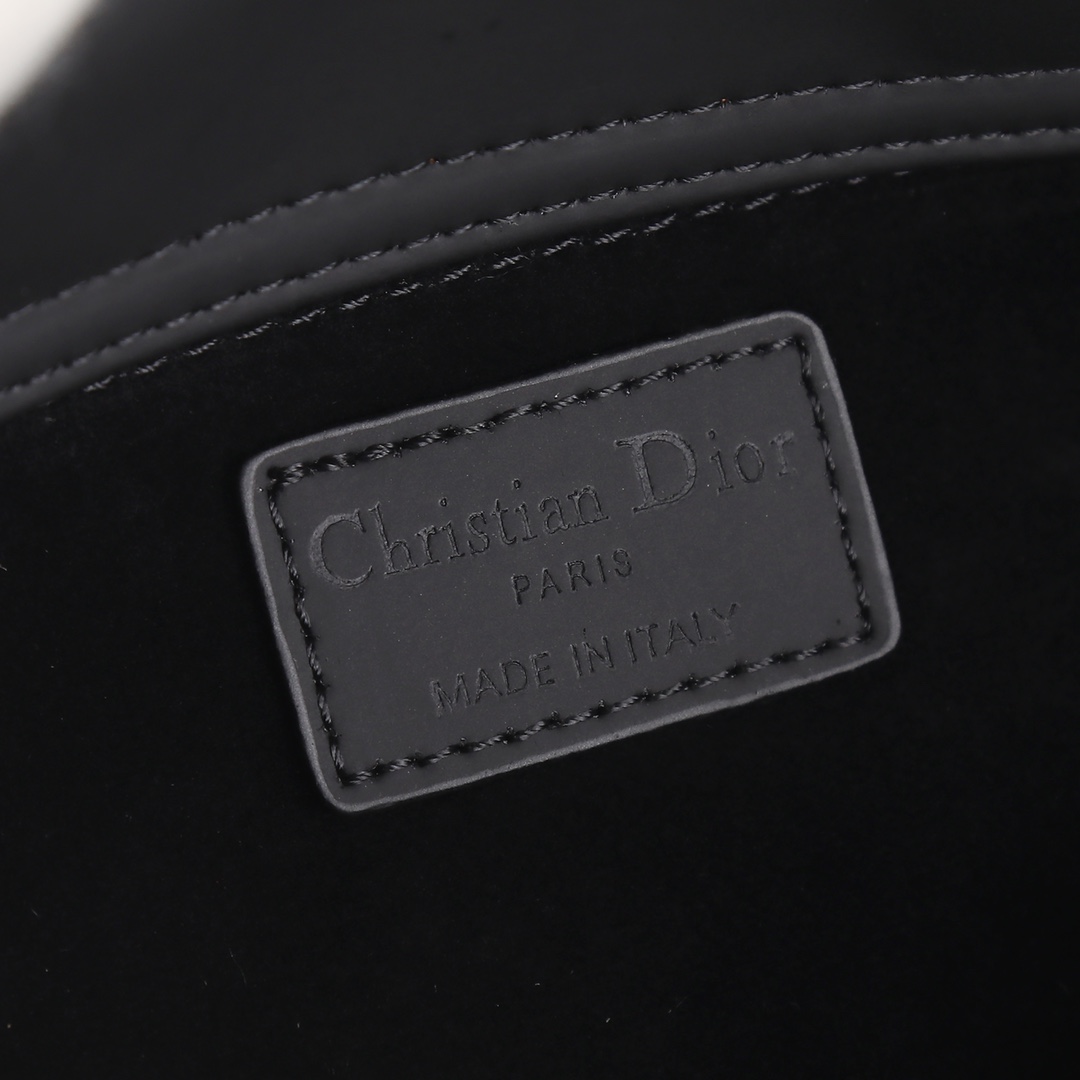 Medium Lady D-Joy Bag Black with Diamond Motif 2099 XB012 26cm