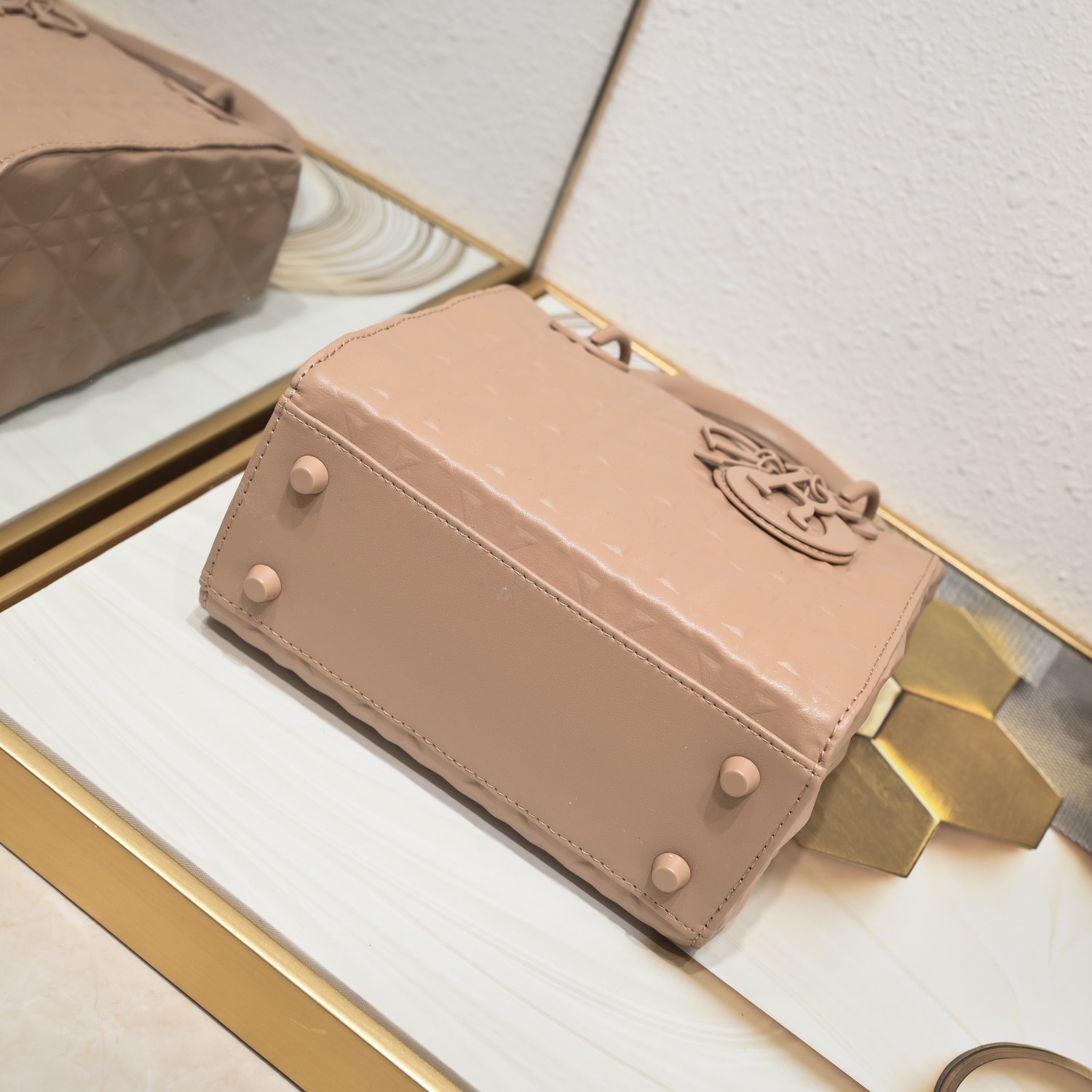 Small Lady Dior My ABCDior Bag Pink Diamond Motif 4002 XB091 20cm