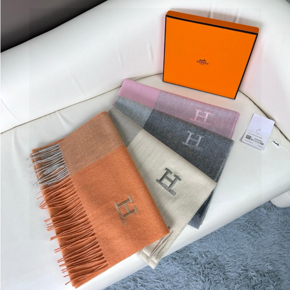 Hermes Scarf Two-Tone Colorblock Scarf 45*190cm Accessories
