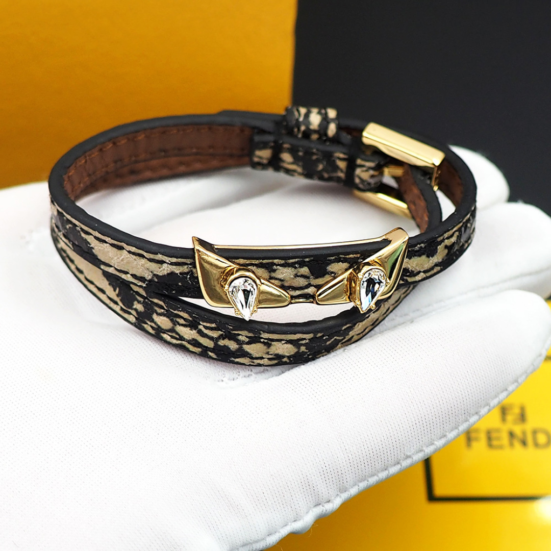 Fendi Jewelry Bangle Little Devil Double Python Leather Bracelet