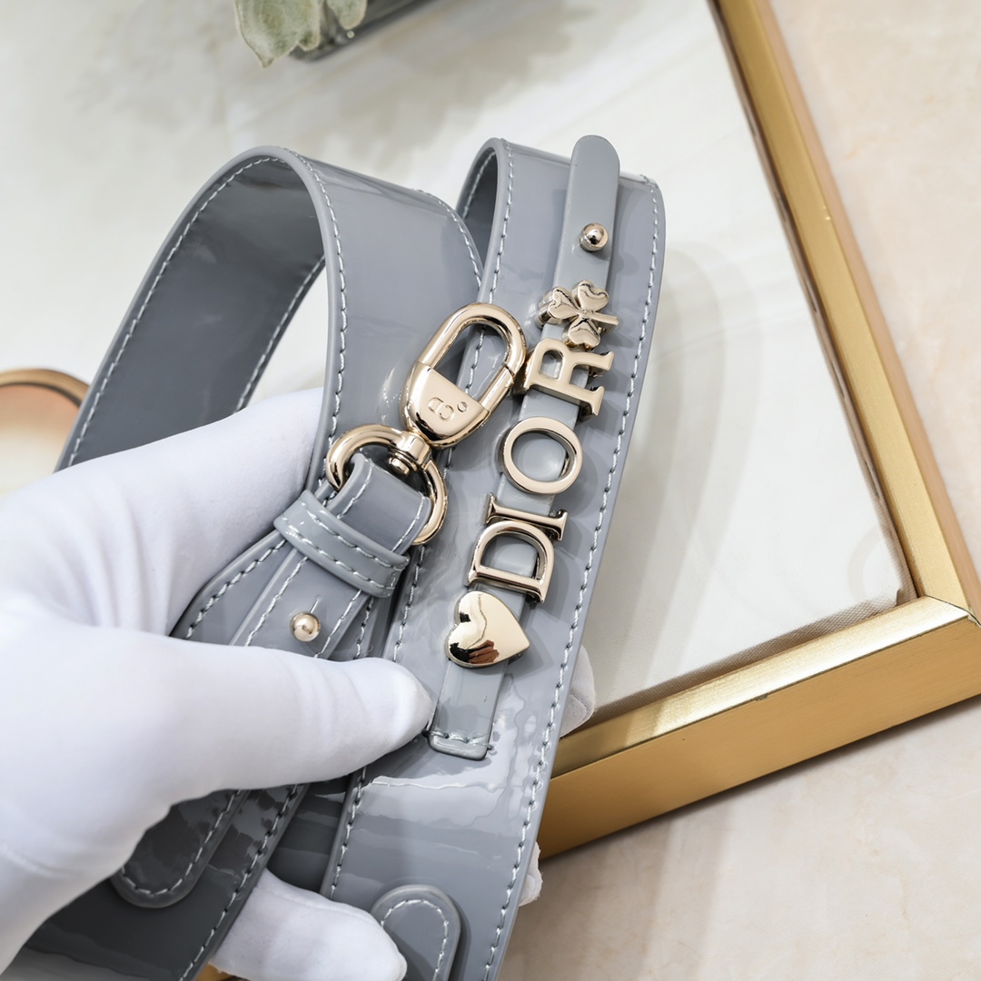 Small Lady Dior My ABCDior Bag Grey patent leather CD2026 XB081 20cm