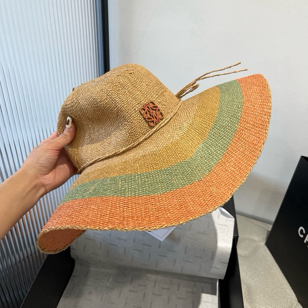 Loewe Hat Hand-Crocheted Foldable Straw Hat 57cm Accessories